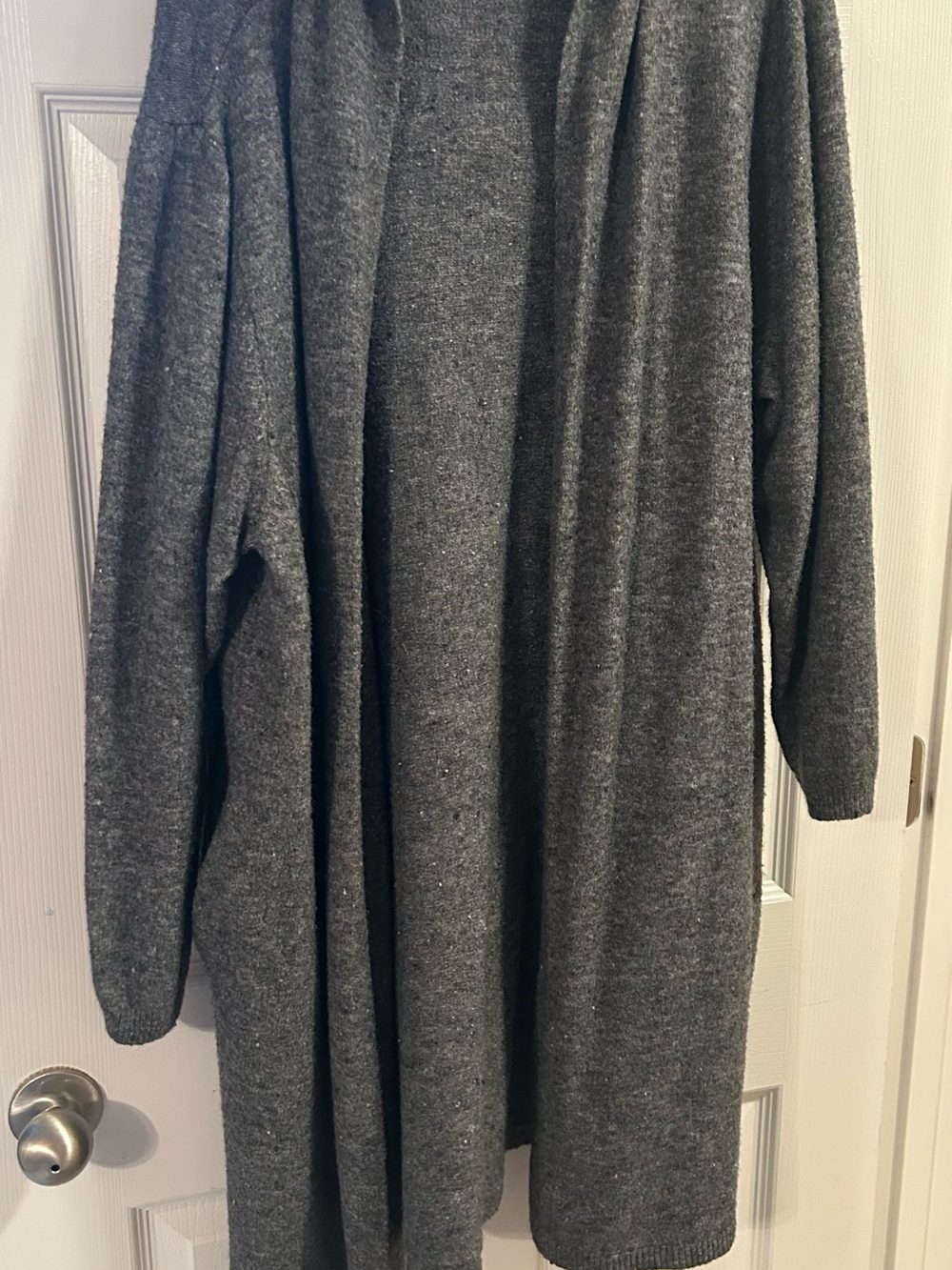 Terra & Sky 2X Gray Hooded Long Cardigan Sweater Open Front Plus Size